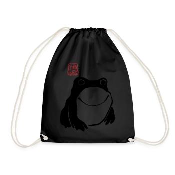 Beeindruckter Frosch Japanische Kunst Unbeeindruckt Lustig - Turnbeutel - Schwarz - Vorne
