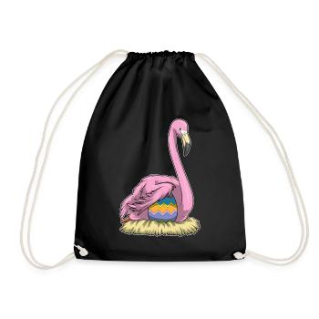 Flamingo Ostern Osterei  - Turnbeutel - Schwarz - Vorne