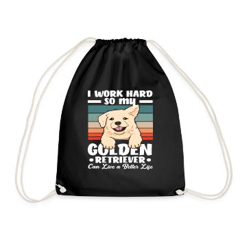 Golden Retriever Dog Love Gift - Drawstring Bag - black - Front