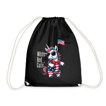 Mignon Licorne des États-Unis 4 de juillet Drapeau américain - Sac de sport léger - noir - Devant