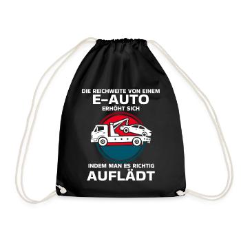 Elektroauto Laden Humor - Turnbeutel - Schwarz - Vorne