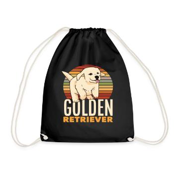 Retro Golden Retriever - Drawstring Bag - black - Front