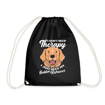 Golden Retriever Therapy Saying - Drawstring Bag - black - Front