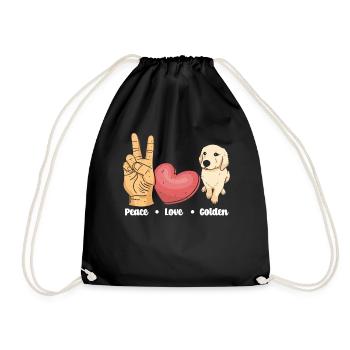 Peace Love Golden Retriever - Drawstring Bag - black - Front