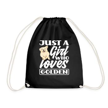 Mädchen Frau Golden Retriever - Turnbeutel - Schwarz - Vorne
