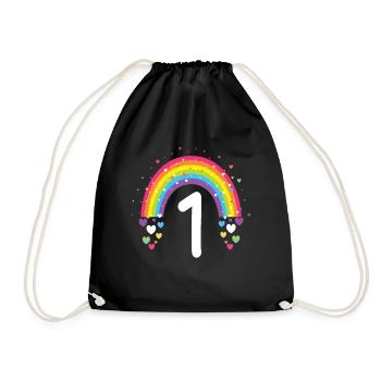 1st Birthday Gift Rainbow Birthday Child - Drawstring Bag - black - Front