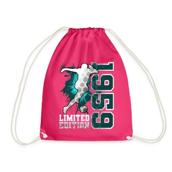 1959 Geboren Fußball Limited Edition Geburtstag - Turnbeutel - Fuchsia - Vorne