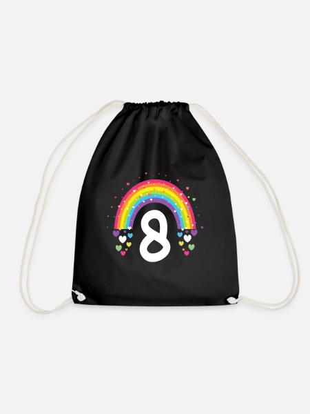 8. Geburtstag Geschenk Regenbogen Geburtstagskind - Turnbeutel - Schwarz