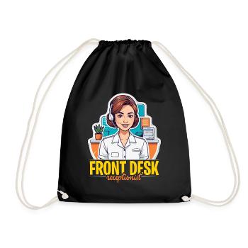 Receptionist Front Desk Receptionist Office Worker - Drawstring Bag - black - Front