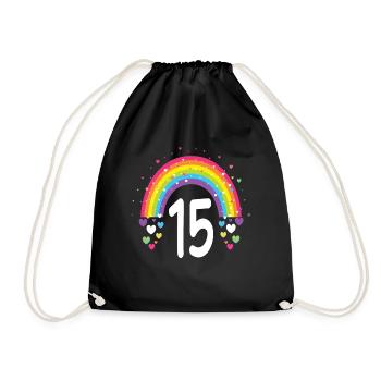 15ème anniversaire cadeau arc-en-ciel fille d’anniversaire - Sac de sport léger - noir - Devant