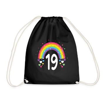 19th Birthday Gift Rainbow Birthday Child - Drawstring Bag - black - Front
