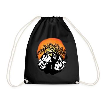 Mountains, Mountain, Tree, Trees, Sunset, Nature - Drawstring Bag - black - Front