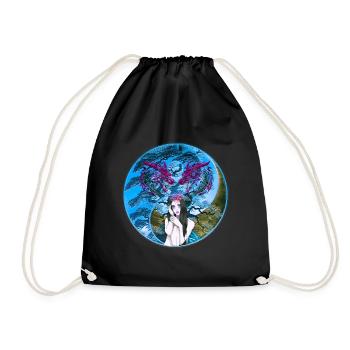 YingYang Drachen Drache Fee Elfe mystisch - Turnbeutel - Schwarz - Vorne