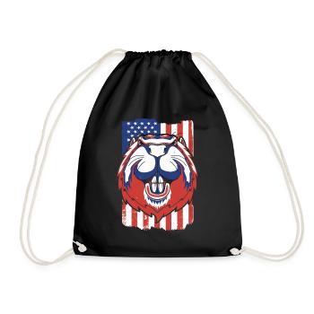 Beaver American Flag Eurasian Castor Canadensis - Drawstring Bag - black - Front