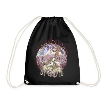 Unicorn Unicorns Mythical Creatures Mythical Animals Child - Drawstring Bag - black - Front