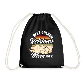 Retro Golden Retriever Mom - Drawstring Bag - black - Front