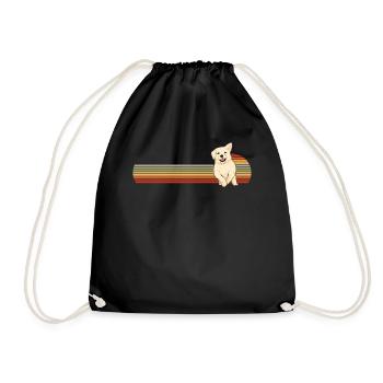 Retro Golden Retriever - Drawstring Bag - black - Front