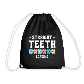 Witziger Zahnspangen Spruch - Turnbeutel - Schwarz - Vorne