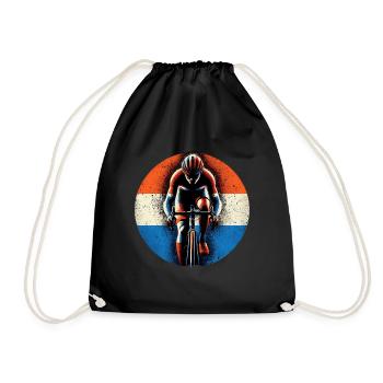 Dutch Cycling jersey design NL flag cyclist - Drawstring Bag - black - Front