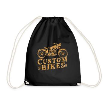 custom bike Motorad ,Biker design - Turnbeutel - Schwarz - Vorne
