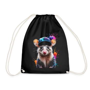 Opossum Snapback Cap Cool Tier Design Print - Drawstring Bag - black - Front