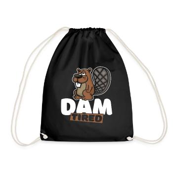Dam Tired North American Eurasian Castor - Drawstring Bag - black - Front