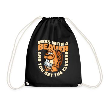 Mess With A Beaver And Get The Cleaver Eurasian - Drawstring Bag - black - Front