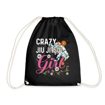 Crazy Jiu Jitsu Girl - Funny Brazilian Jiu Jitsu G - Drawstring Bag - black - Front
