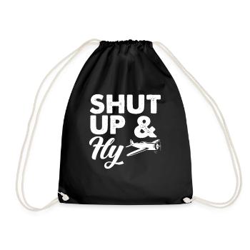 Pilot Flying Airplane Gift - Drawstring Bag - black - Front