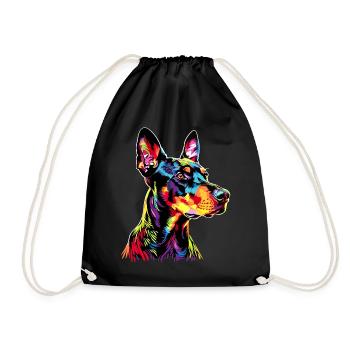 Doberman Dog Bright Colors Pop Art Dobermans - Drawstring Bag - black - Front