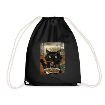Japonais Ramen Chats Esthétique Kawaii - Sac de sport léger - noir - Devant