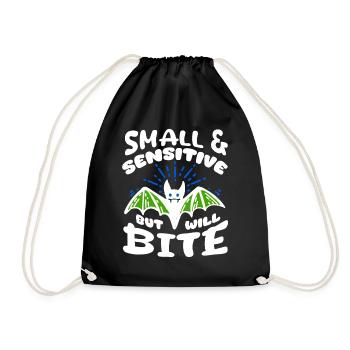 Bat Halloween Small Sensitive But Will Bite - Drawstring Bag - black - Front