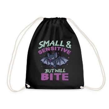 Bat Halloween Small Sensitive But Will Bite - Drawstring Bag - black - Front
