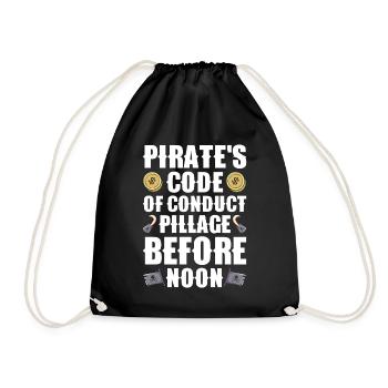 Pirate Skull Buccaneer Pirate Ship - Drawstring Bag - black - Front