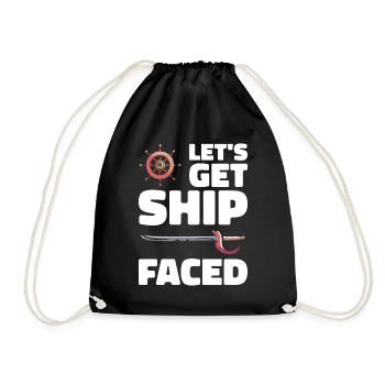 Pirate Skull Buccaneer Pirate Ship - Drawstring Bag - black - Front