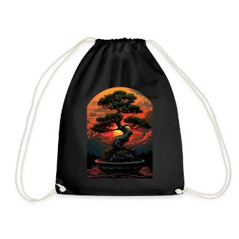 Bonsaï Arbre Coucher de Soleil Art, Jardin Zen Japonais, - Sac de sport léger - noir - Devant