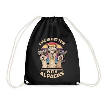La vie est meilleure avec les alpagas, Art mignon de l’alpaga, - Sac de sport léger - noir - Devant