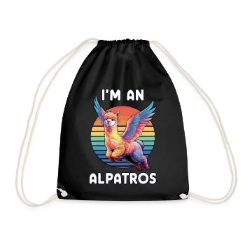 I'm an Alpatros, Funny Winged Alpaca, Colorful - Drawstring Bag - black - Front