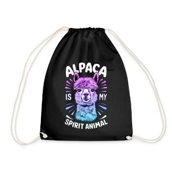 Alpaga animal, Alpaga arc-en-ciel Art, Fun - Sac de sport léger - noir - Devant
