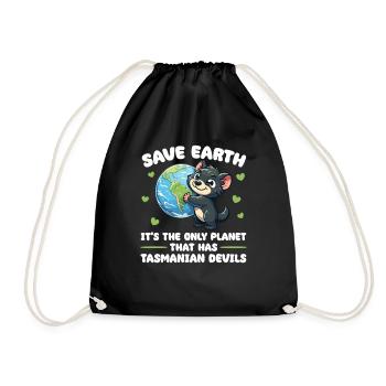 Is the only planet with a marsupial devil Earth Day - Drawstring Bag - black - Front