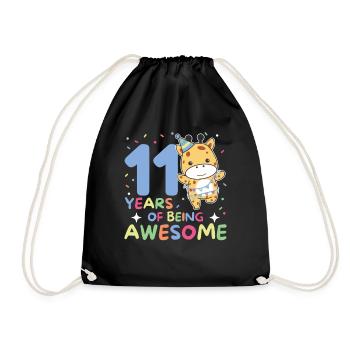 Girafe pour 11ème anniversaire enfants de onze ans - Sac de sport léger - noir - Devant