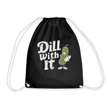 Cucumber With It – Funny Cartoon Cucumber - Drawstring Bag - black - Front
