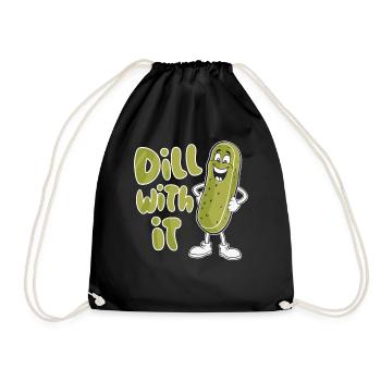 Dill So Funny Cucumber Cartoon - Drawstring Bag - black - Front