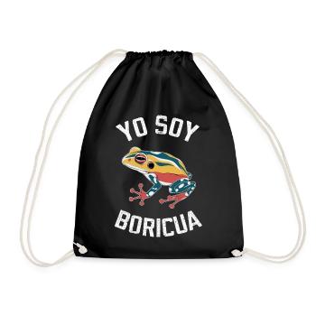 Yo Soy Boricua Colorful Frog Motif for Puerto - Drawstring Bag - black - Front