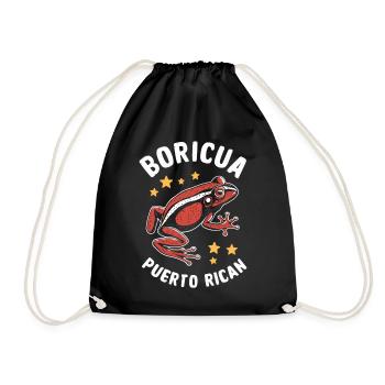 Boricua Puerto Rican Coqui Puerto Rico Frog - Drawstring Bag - black - Front