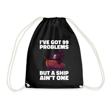 Pirate Skull Buccaneer Pirate Ship - Drawstring Bag - black - Front