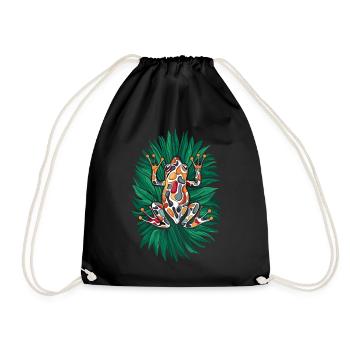 Coqui Frog Puerto Rico Tropical Artwork - Drawstring Bag - black - Front