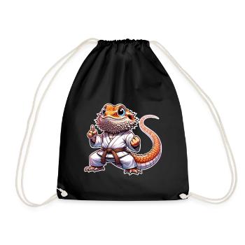 Bearded Dragons Bearded Dragons Karate Samurai - Drawstring Bag - black - Front
