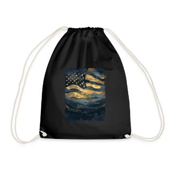 American Flag United States Woods Vintage Retro - Drawstring Bag - black - Front