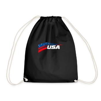 Patriotic United States Logo Design Blue Red White - Drawstring Bag - black - Front